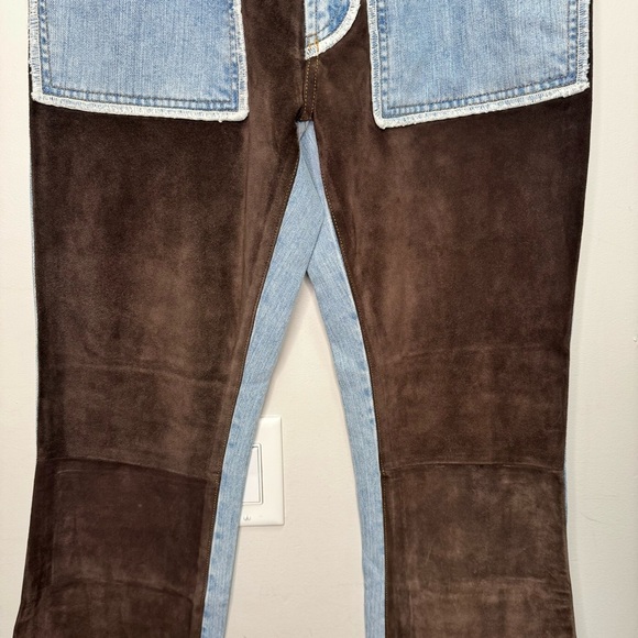 Just Cavalli Mixed Media Leather Panel Flare Jeans Size 32/ EU 46 - Picture 4 of 15